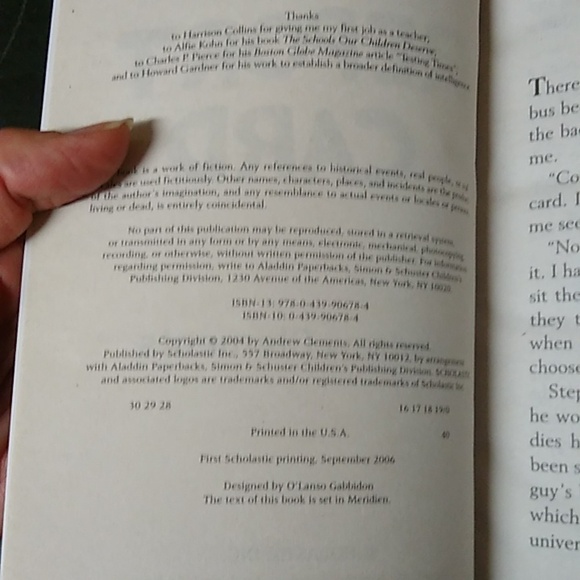 Report Card Andrew Clements Junior Fiction Children's Chapter Book Homeschool - Picture 4 of 5